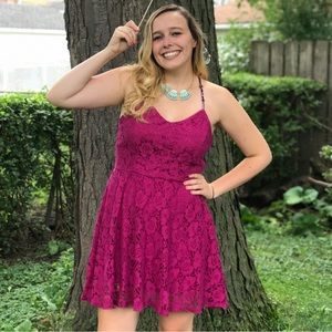 Maroon skinny strap dress